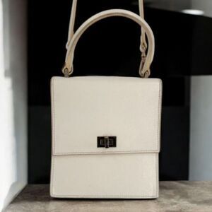 Neely & Chloe No 19 Mini Lady Bag White Saffiano Leather Crossbody Hand bag